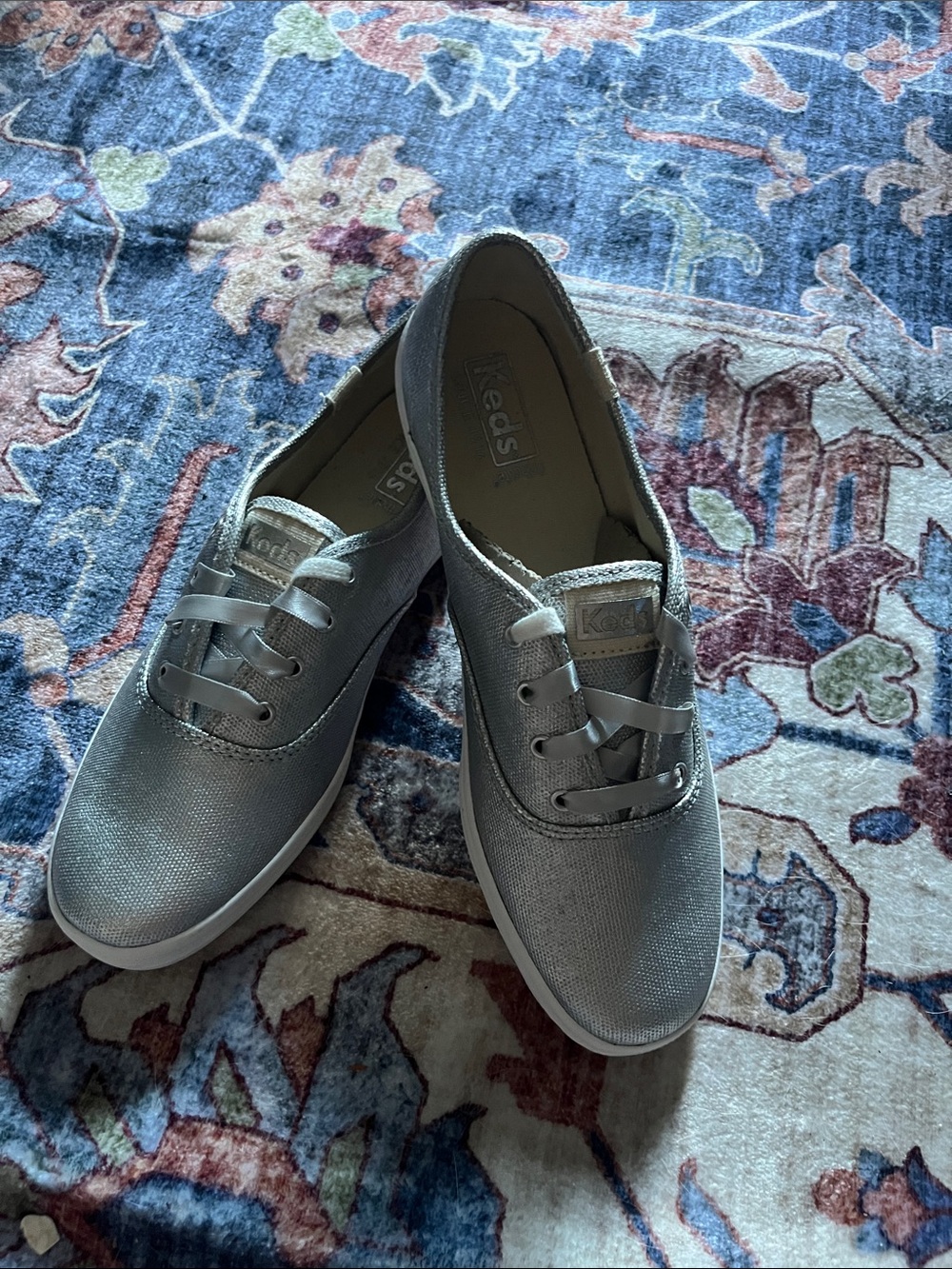 Keds Women's Silver Low-Top Canvas Sneakers